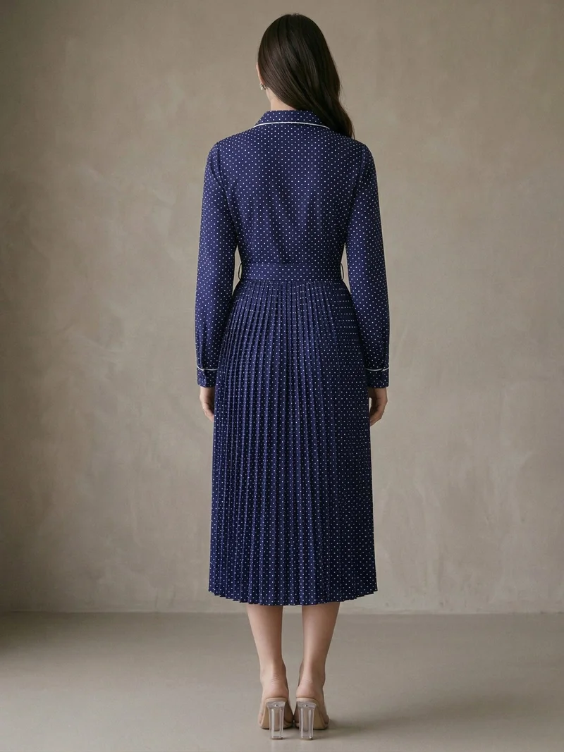 Outzidr  Navy Blue Long Shirt Dress for Women | Best Price UAE