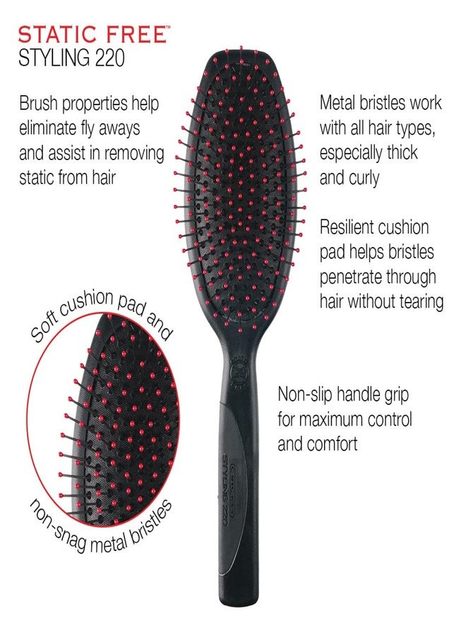Cricket Static Free Cushion Styling 220 Hair Brush - Smoothing, Detangling, and Frizz-Free Styling - Anti-Static Metal Bristles for Thick, Curly, and Heavy Hair - Image 3