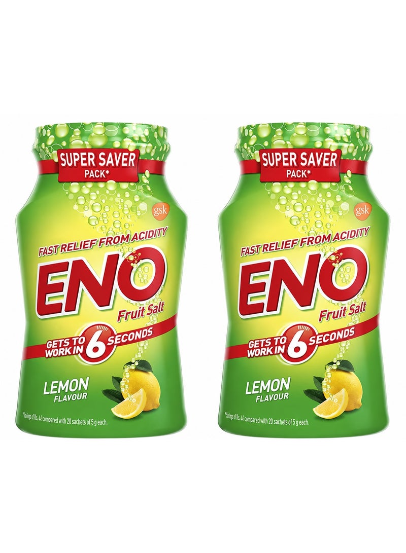 Eno Lemon Flavour Fruit Salt 100g 2PCS | Fast Relief from Acidity & Indigestion | Refreshing Lemon Taste