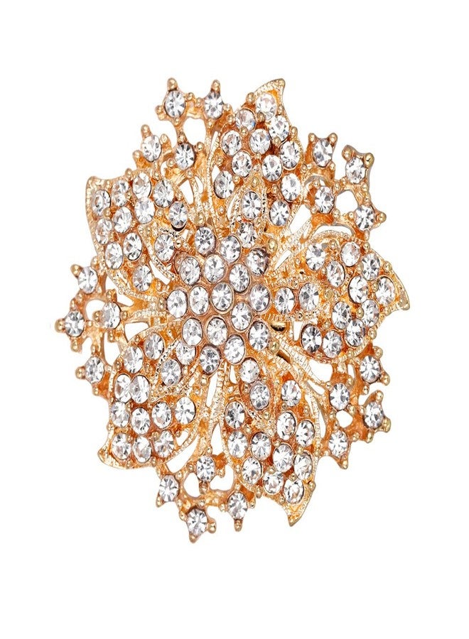 Ezing Fashion Jewelry Beautiful Gold Plated Rhinestone Crystal Brooch Pin For Woman (gold) - Image 1