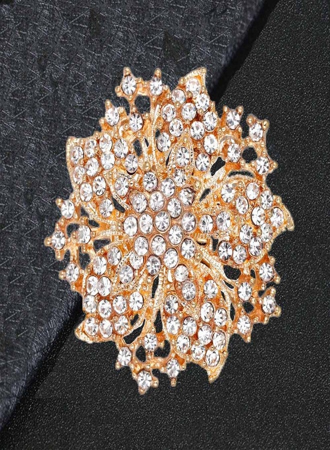 Ezing Fashion Jewelry Beautiful Gold Plated Rhinestone Crystal Brooch Pin For Woman (gold) - Image 5