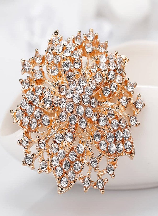 Ezing Fashion Jewelry Beautiful Gold Plated Rhinestone Crystal Brooch Pin For Woman (gold) - Image 2