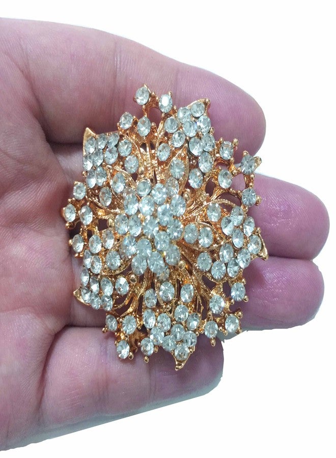 Ezing Fashion Jewelry Beautiful Gold Plated Rhinestone Crystal Brooch Pin For Woman (gold) - Image 4