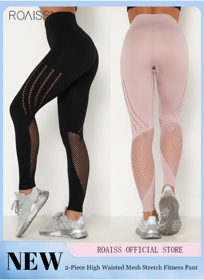 2 Pcs Women's Sports Fitness Leggings Hip Lifting Stretch High Waist Tights Hollow Out Mesh Running Speedpants - pzsku/Z3B0661E3CEDC6A644F26Z/45/_/1695285959/470c1913-c414-4c53-aff3-28b43fcd84f5