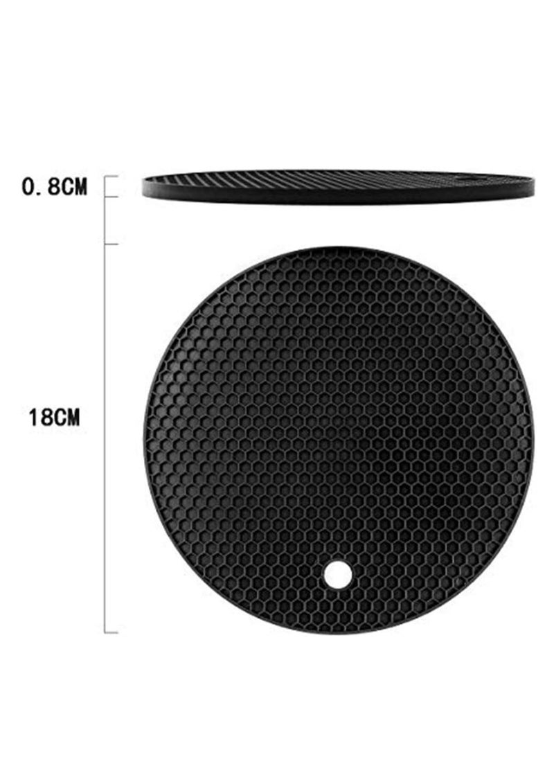 Generic - Silicone Heat Resistant Pot Holders Set - 4 Multi-Purpose Trivets and Hot Pads for Kitchen Use, Ideal for Hot Dishes, Jar Opening, and Spoon Holding, Black - Image 1
