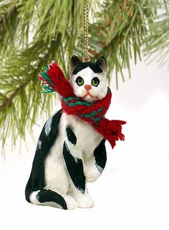Conversation Concepts Tabby Cat Tiny Miniature One Christmas Ornament Black -White Shorthaired - Delightful! - Made with Resin