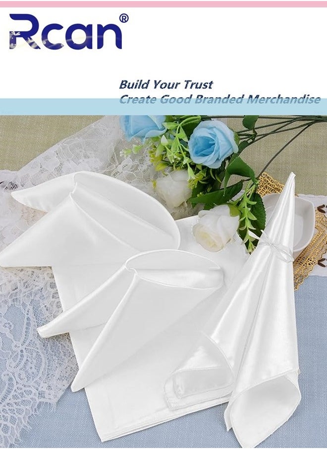 Rcan 20 Pcs Square Satin Napkin Pure White Napkins 17 x 17 inch Dinner Napkins Soft Silk Napkin Reusable Table Napkins for Weddings Dinner Restaurant Party Decoration  - Image 3