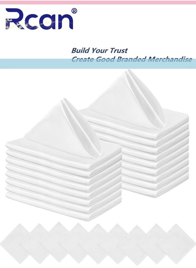 Rcan 20 Pcs Square Satin Napkin Pure White Napkins 17 x 17 inch Dinner Napkins Soft Silk Napkin Reusable Table Napkins for Weddings Dinner Restaurant Party Decoration  - Image 1