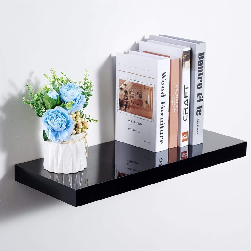 Feelings 40X19 Cm Floating Wall Shelves For Home Decor 38 mm Hollow Board PVC Decorative Shelf For Display Great For Bedroom Living Room Bathroom Office, Black - Image 4