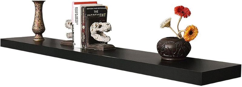 Feelings 40X19 Cm Floating Wall Shelves For Home Decor 38 mm Hollow Board PVC Decorative Shelf For Display Great For Bedroom Living Room Bathroom Office, Black - Image 1