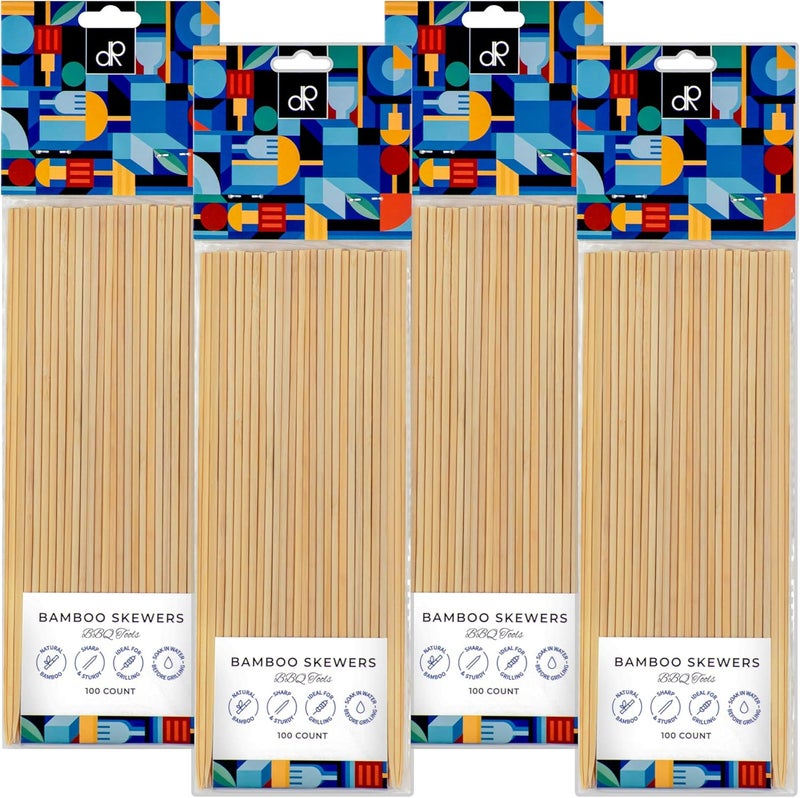 DecorRack 8" Natural Bamboo Skewers Sticks, 400 Wood Skewers for Grilling, BBQ, Kabob, Appetizers, Fruits, Smores, Cocktail, Brunch, Fondue Sticks, Barbeque, DIY Crafting, 8 inch (400 pack) - Image 3