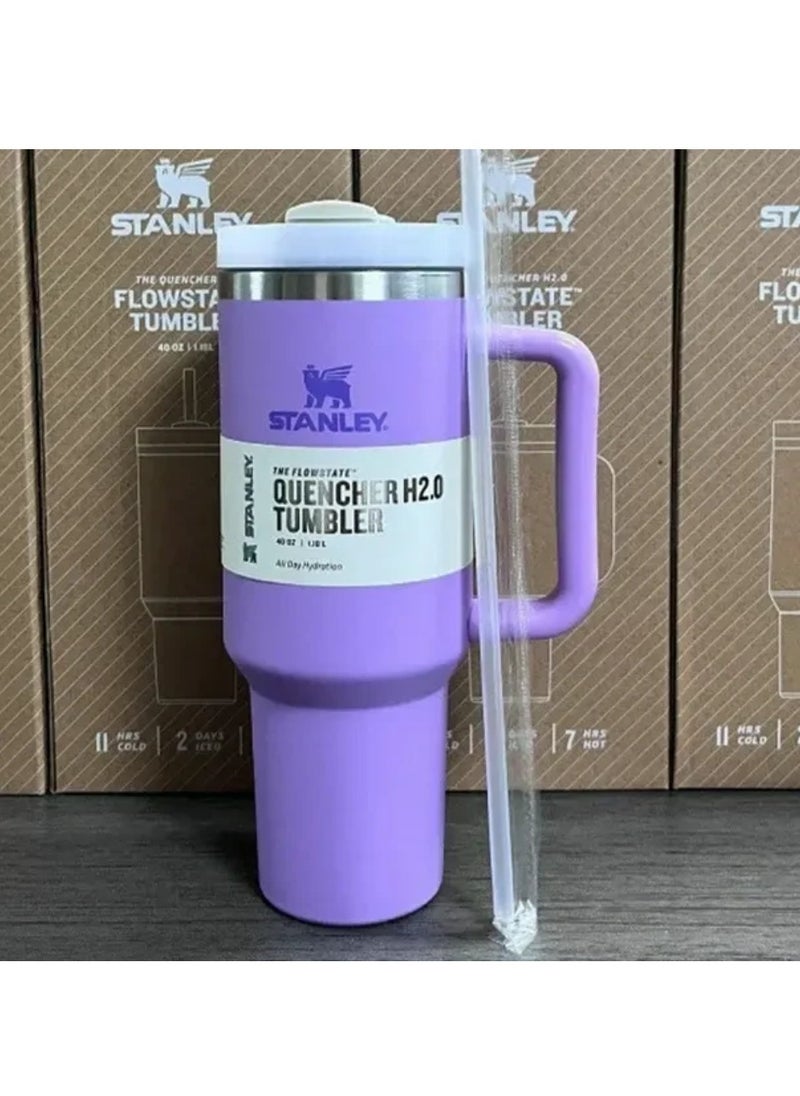 Stanley - 40 Oz Tumbler with Handle and Straw –. Leak Resistant Flip Lid, Vacuum Insulated, Stainless Steel Portable Travel Mug .–. Keeps Drinks Hot or Cold for Hours - Image 1