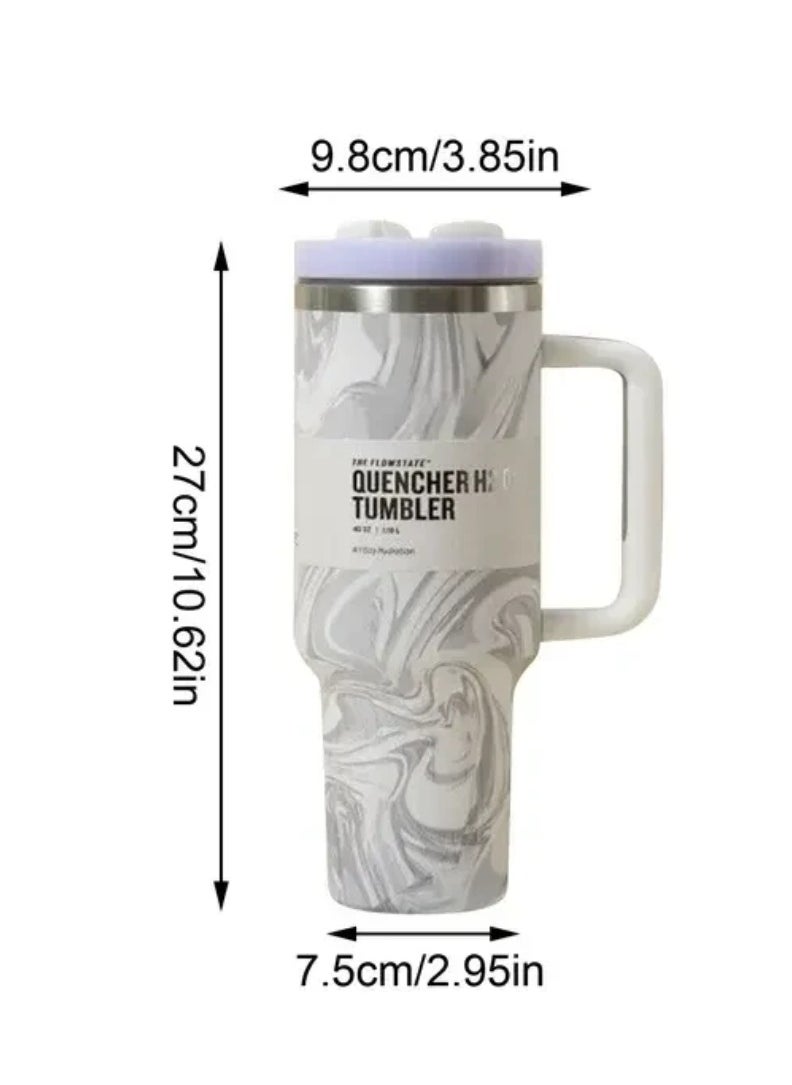 Stanley - 40 Oz Tumbler with Handle and Straw –. Leak Resistant Flip Lid, Vacuum Insulated, Stainless Steel Portable Travel Mug .–. Keeps Drinks Hot or Cold for Hours - Image 1