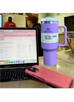 Stanley 40 Oz Tumbler with Handle and Straw –. Leak Resistant Flip Lid, Vacuum Insulated, Stainless Steel Portable Travel Mug .–. Keeps Drinks Hot or Cold for Hours  - Image 4