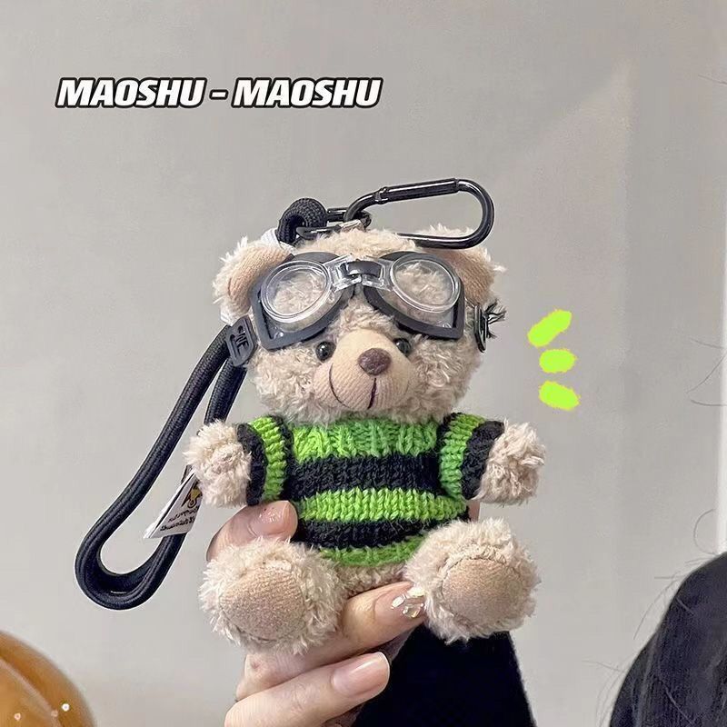 Cute Pilot Bear Plush Keychain Pendant - Image 4