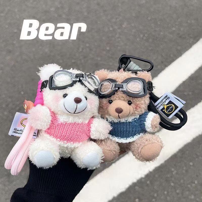 Cute Pilot Bear Plush Keychain Pendant - Image 1