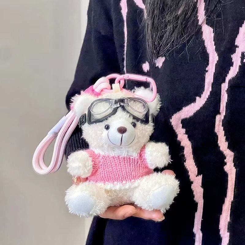 Cute Pilot Bear Plush Keychain Pendant - Image 3