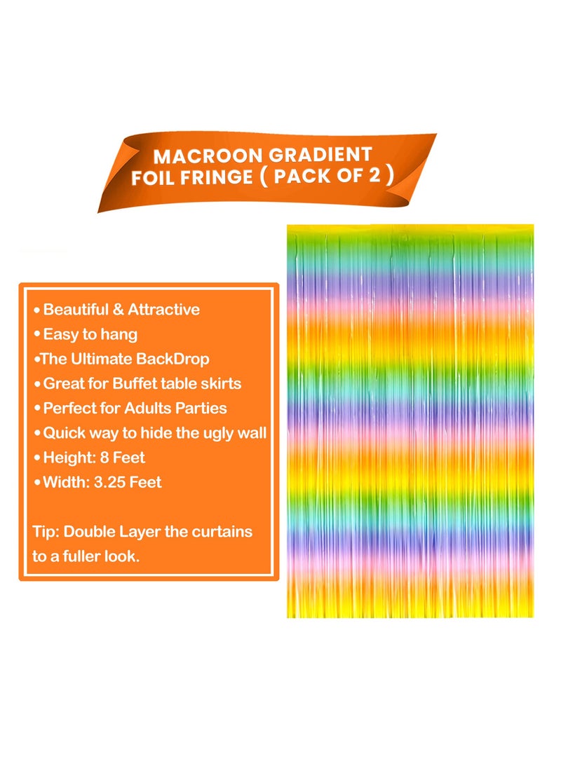 Excefore Rainbow Foil Fringe Curtain, 6.4x8 Feet, 2 Pack Colorful Rainbow Metallic Curtain for Rainbow Paste, Party Decorations, Baby Birthday Bachelorette Party Decorations  - Image 2