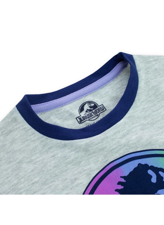 JURASSIC WORLD Pajamas Girls Dinosaur Pajama Set Short Sleeved Multicolor 7  - Image 5
