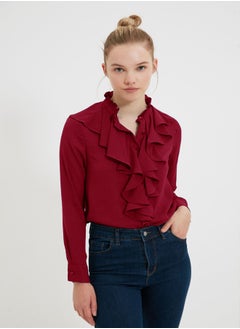trendyol Red Frilled Woven Shirt TWOSS20GO0036  - Image 1