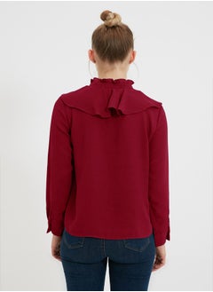 trendyol Red Frilled Woven Shirt TWOSS20GO0036  - Image 5