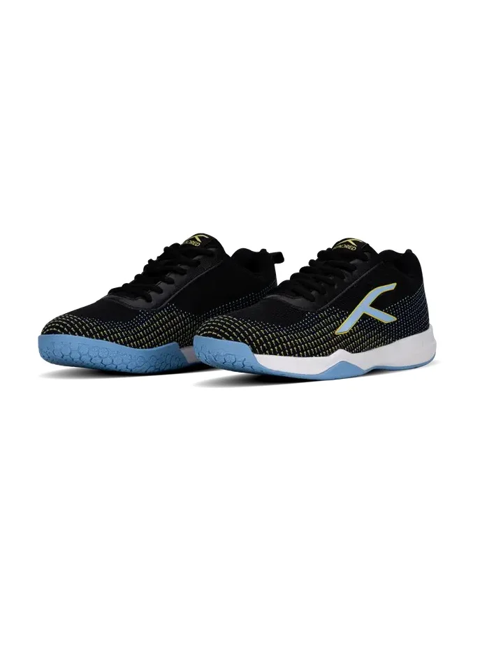 HUNDRED Blade Lite Badminton Shoes (Non Marking) | Also Perfect For Squash, Table Tennis, Volleyball, Basketball & Indoor Sports | Lightweight & Durable (Black/Blue/Yellow,8 Uk)