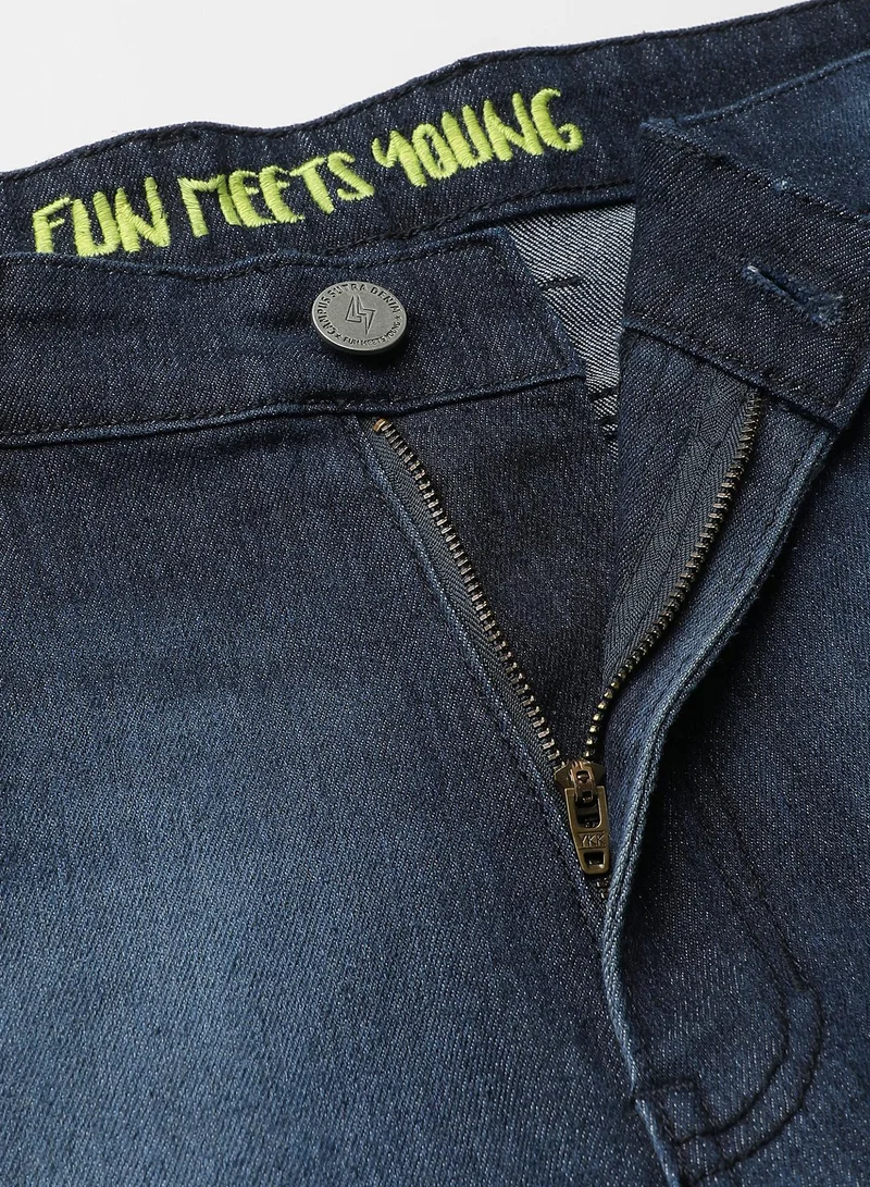 Campus Sutra Men's Classic Navy Blue Dark-Washed Regular Fit Denim Jeans