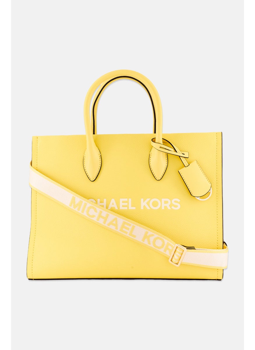 Michael Kors Women Mirella Medium Pebbled Leather Tote Bag, Yellow  - Image 1