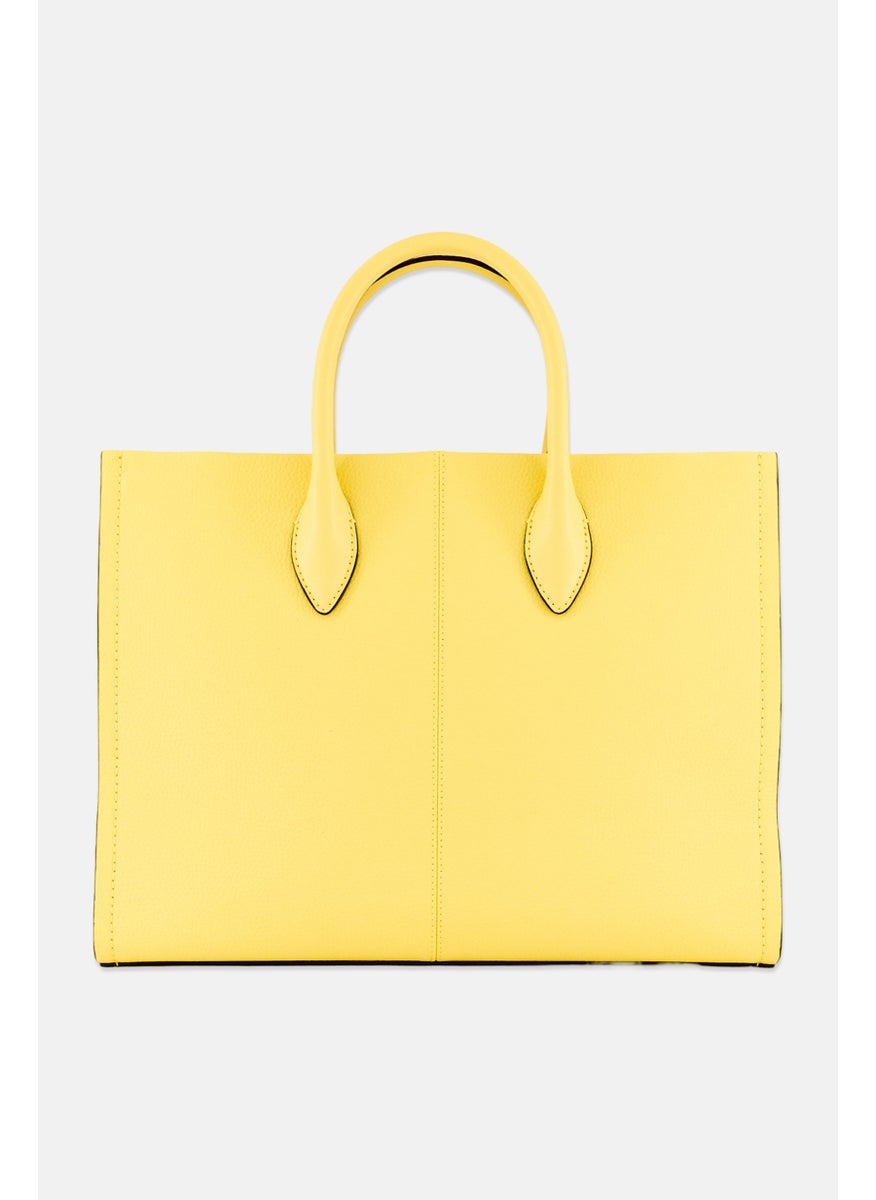 Michael Kors Women Mirella Medium Pebbled Leather Tote Bag, Yellow  - Image 4