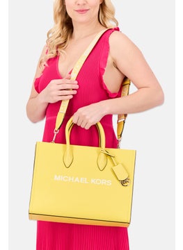 Michael Kors Women Mirella Medium Pebbled Leather Tote Bag, Yellow  - Image 2
