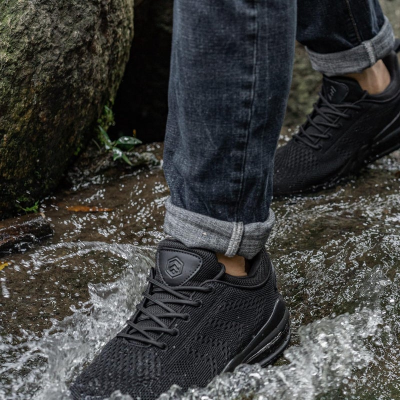 LARNMERN Men Non Slip Work Sneakers Water Resistant Food Service Zapatos Trabajo Antideslizantes Walking Shoes Waterproof Shoes Slip-on, Black 8 Wide - Image 2