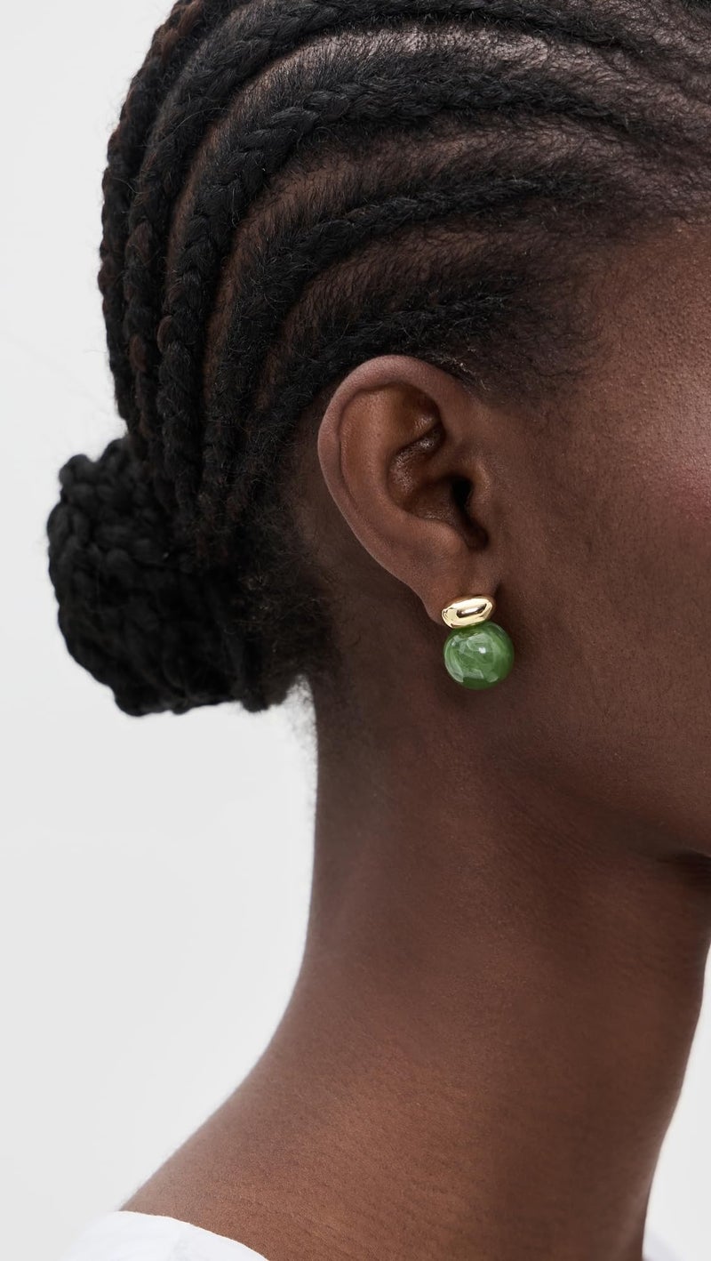 SHASHI Women's Alice Gemstone Earrings, Gold/Green, One Size - Image 3