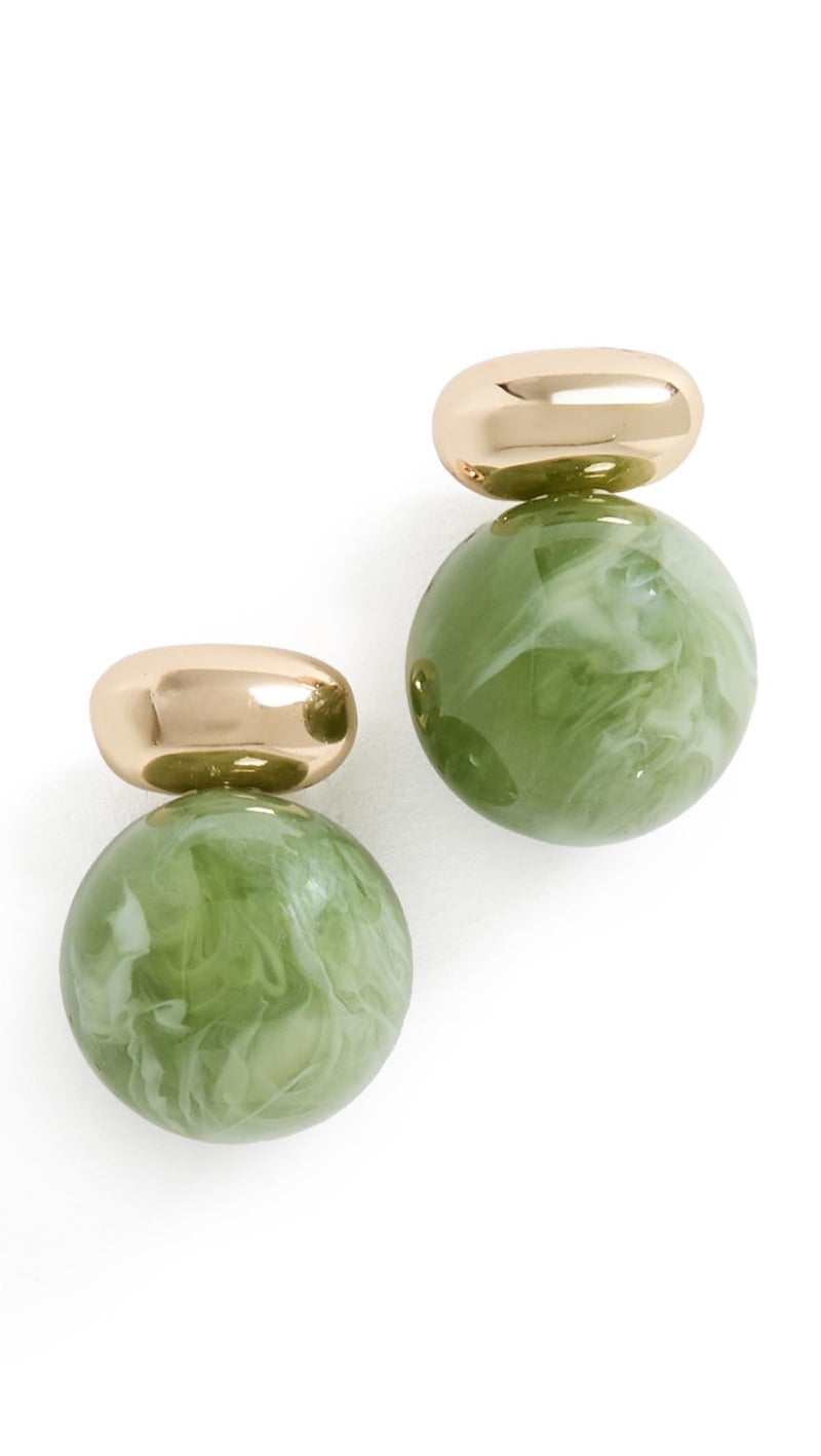 SHASHI Women's Alice Gemstone Earrings, Gold/Green, One Size - Image 1