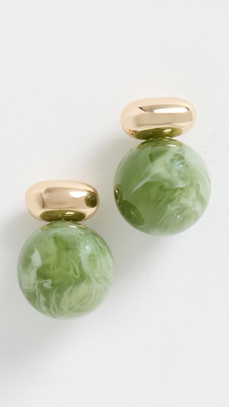 SHASHI Women's Alice Gemstone Earrings, Gold/Green, One Size - Image 2