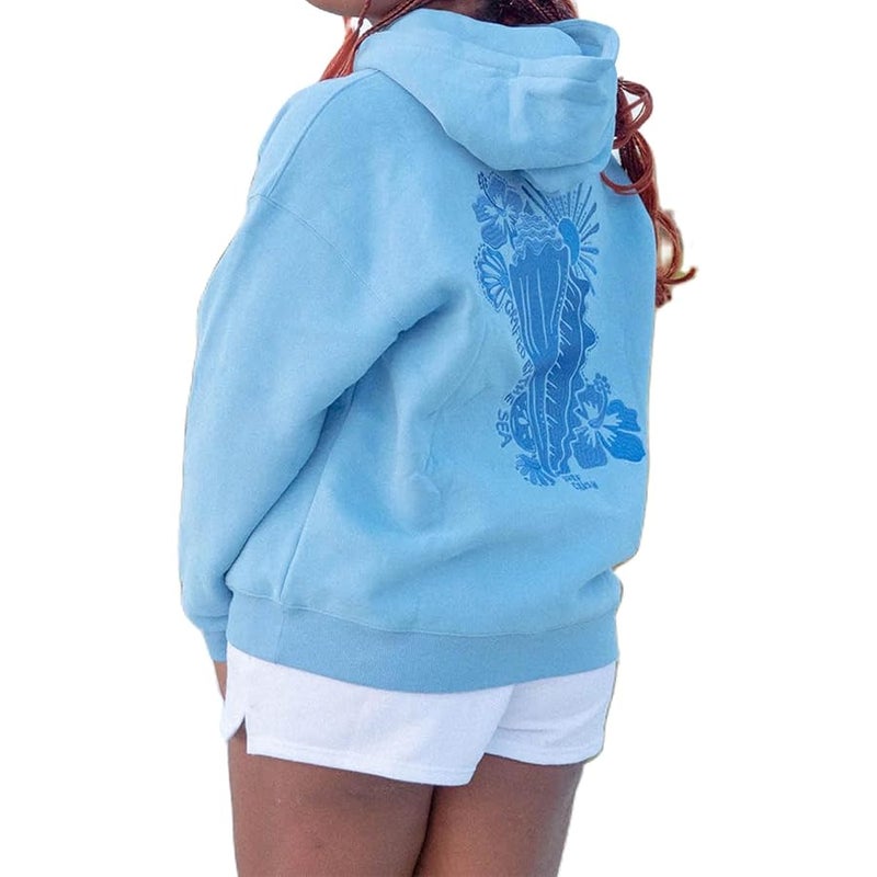 Foidiccx Y2K Hoodie Women Teen Girls Hibiscus Embroidered Pullover Hooded Top Cute Floral Preppy Hoodies Sweater Sweatshirts - Image 3