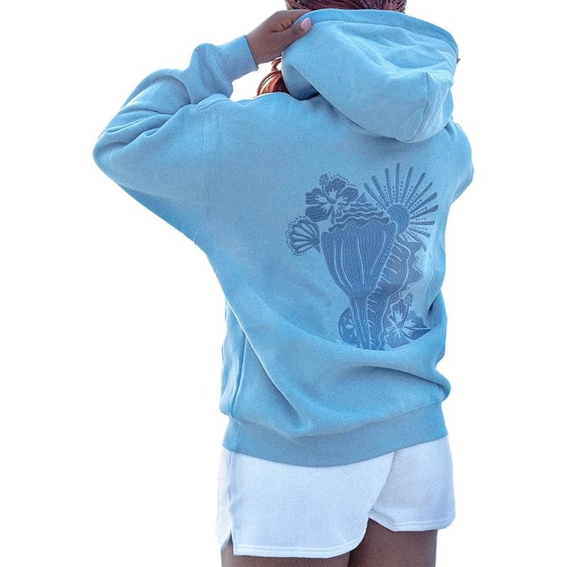 Foidiccx Y2K Hoodie Women Teen Girls Hibiscus Embroidered Pullover Hooded Top Cute Floral Preppy Hoodies Sweater Sweatshirts - Image 1