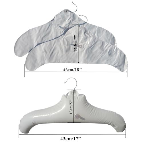 NewFerU Inflatable Hangers for Travel X 8 in White Round Shoulder for Hand Wash Laundry, Air Blow up Clothes Drying Hangars with Metal Hook, Compact, Space Saving, Foldable, Portable, Non Slip - Image 2