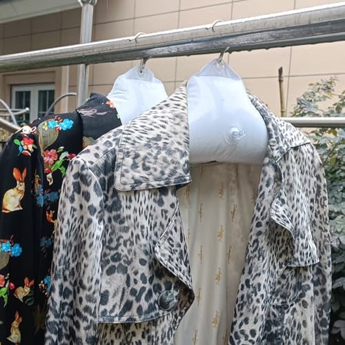 NewFerU Inflatable Hangers for Travel X 8 in White Round Shoulder for Hand Wash Laundry, Air Blow up Clothes Drying Hangars with Metal Hook, Compact, Space Saving, Foldable, Portable, Non Slip - Image 4