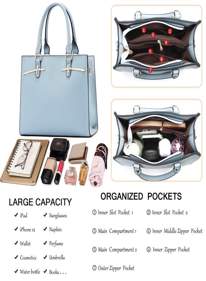 COCIFER Purses for Women Crossbody Handbags Bags for Womens Shoulder Purse PU Leather Satchel Tote Bag Top Handle, Light Blue, Medium - Image 5