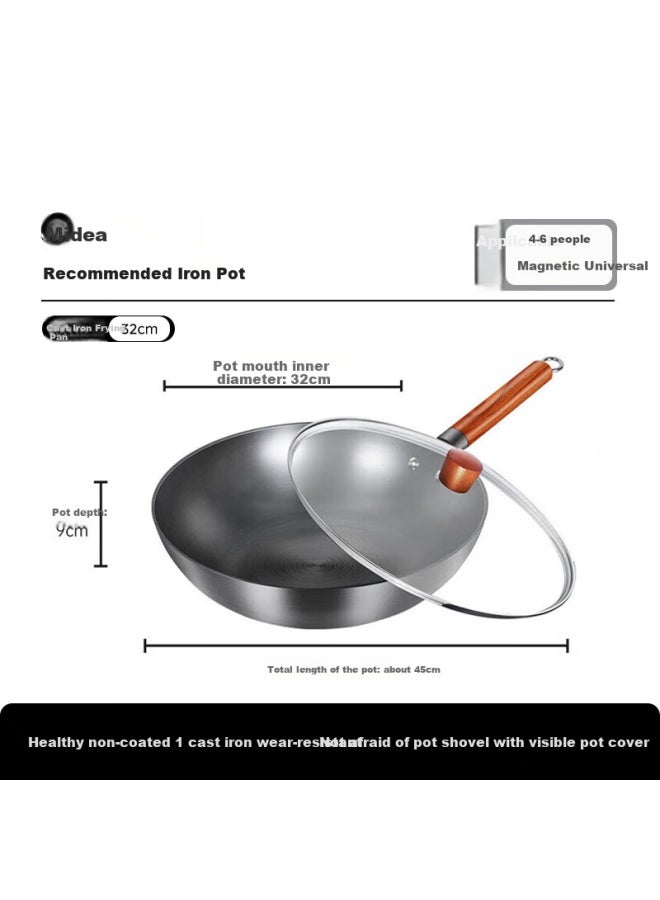 Midea Iron Wok, Non-coated Pure Iron Stir-fry Pan, Frying Pan For Home Use, Compatible With Gas Stove And Induction Cooker, Gift - Image 1