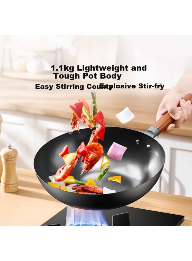Midea Iron Wok, Non-coated Pure Iron Stir-fry Pan, Frying Pan For Home Use, Compatible With Gas Stove And Induction Cooker, Gift - Image 4