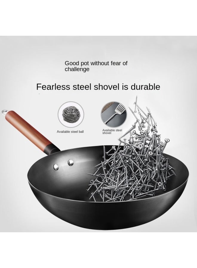 Midea Iron Wok, Non-coated Pure Iron Stir-fry Pan, Frying Pan For Home Use, Compatible With Gas Stove And Induction Cooker, Gift - Image 3