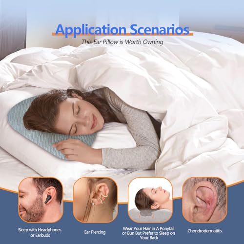 Swaycy Ear Piercing Hole Pillows Side Sleeper Pillow with an Ear Hole for CNH Side Sleepers and Ear Inflammation Pressure Sores, Adjustable Cotton and Polyester Curved Side Pillow, Gray Skew Grid - Image 4