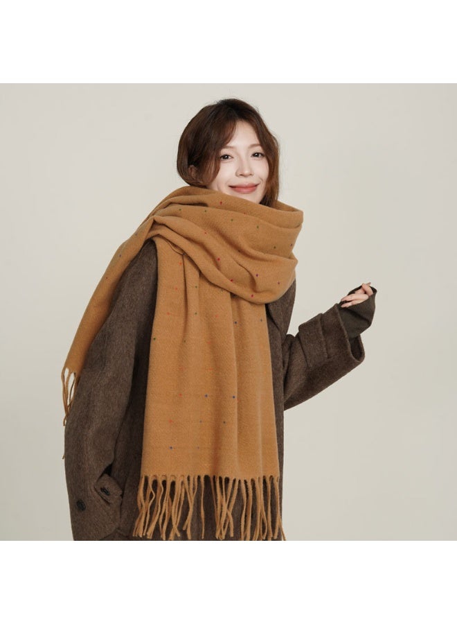 وشاح شتوي أنيق بلون موحد للنساء، شال دافئ ناعم محبوك - Image 1