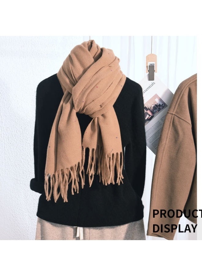 وشاح شتوي أنيق بلون موحد للنساء، شال دافئ ناعم محبوك - Image 2