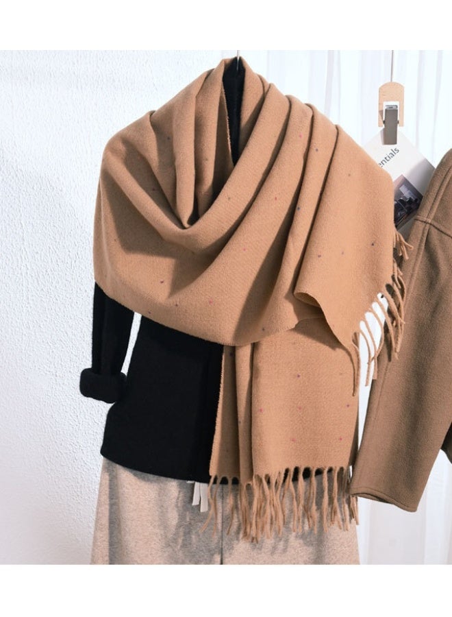 وشاح شتوي أنيق بلون موحد للنساء، شال دافئ ناعم محبوك - Image 3