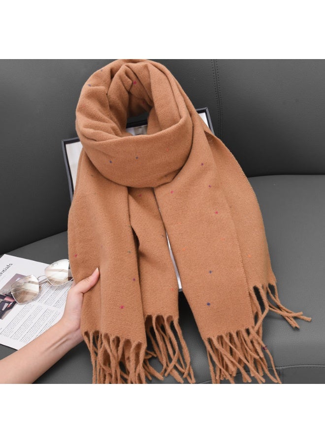 وشاح شتوي أنيق بلون موحد للنساء، شال دافئ ناعم محبوك - Image 4