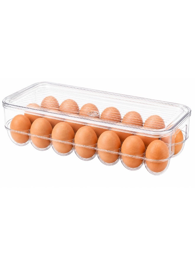 Beram Clear Seal Egg Storage Box Transparent Holder with Lid Clear PET Refrigerator Organizer with Grooved Design for Secure Egg Placement Stackable Fridge Storage Container