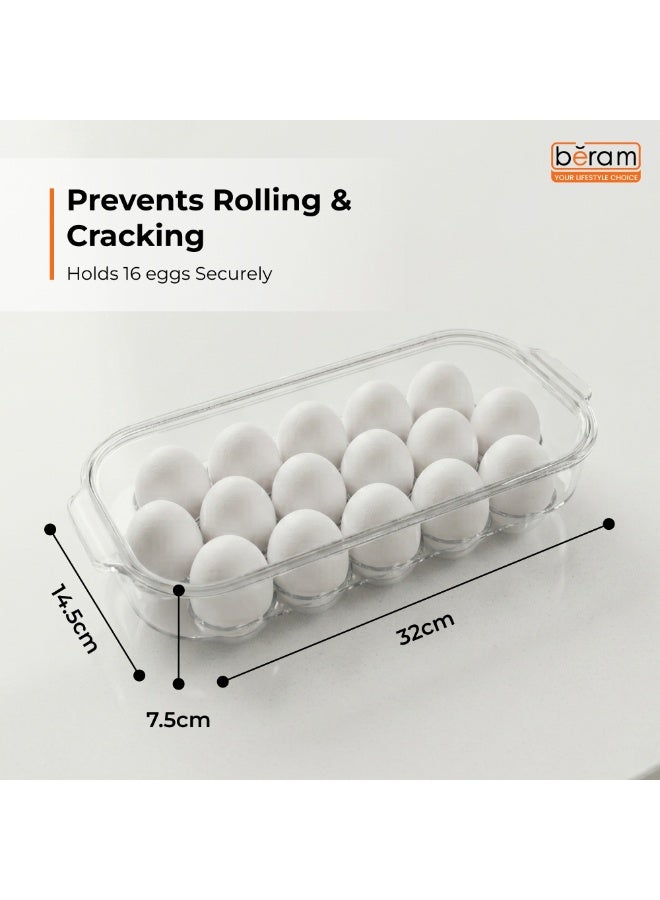 Beram Clear Seal Egg Storage Box Transparent Holder with Lid Clear PET Refrigerator Organizer with Grooved Design for Secure Egg Placement Stackable Fridge Storage Container - Image 4