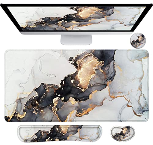 LATEEFAH Desk Mat, Mouse Pad with Wrist Rest, 4-in-1 Large Mouse Pads for Desk, Ergonomic Mouse Pad and Keyboard Wrist Rest Gaming Keyboard Mat for Office, Home - Image 1